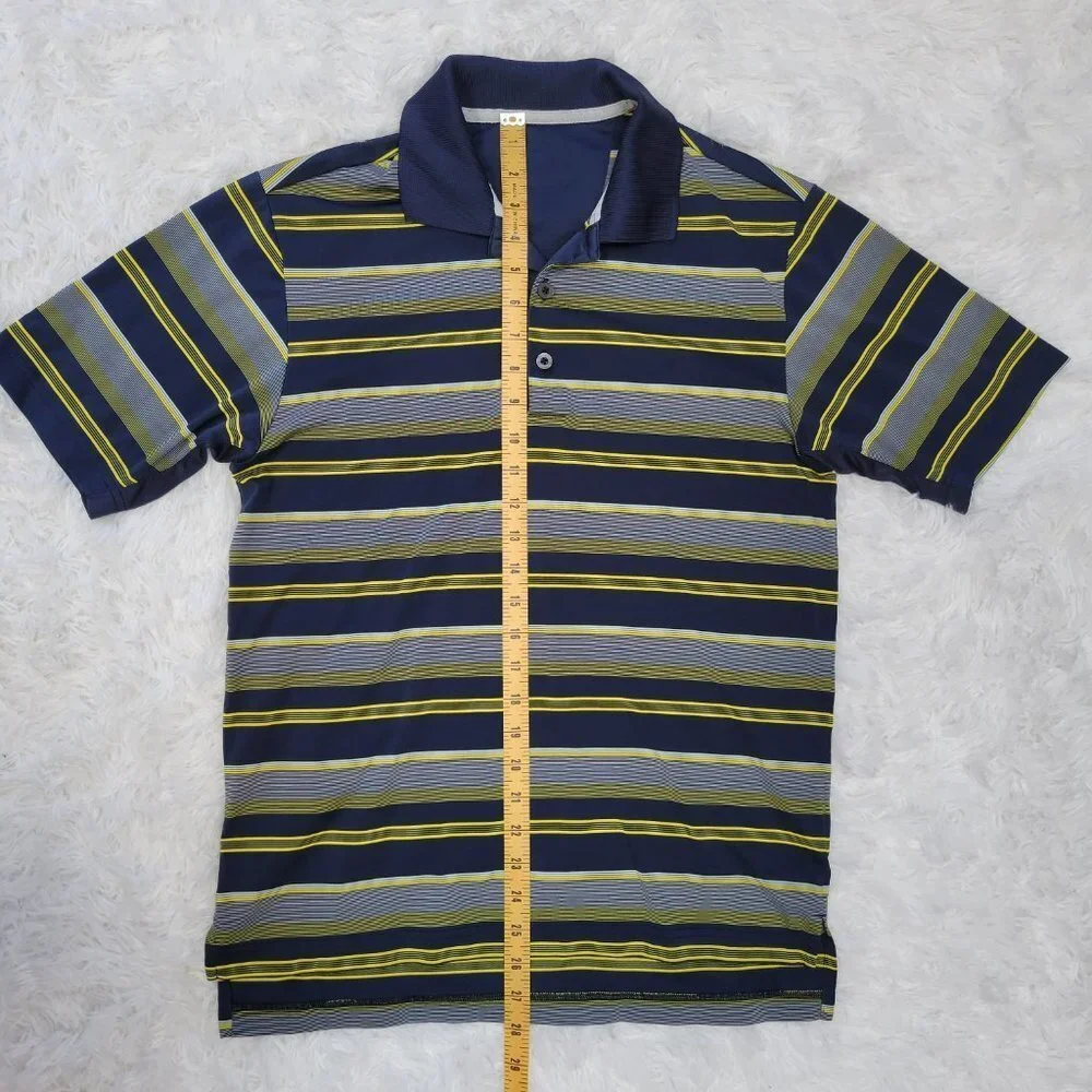 Adidas Men's Polo Shirt with Horizontal Stripes - Size Medium
